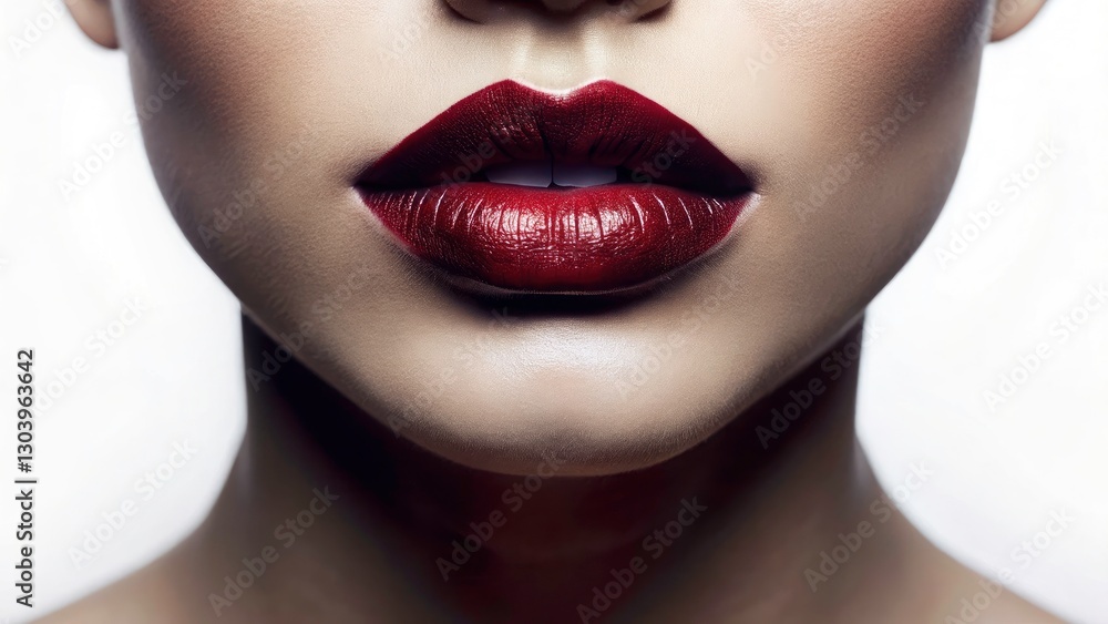 Fototapeta premium Elegant Lip Silhouette on White Background - Long Exposure Photography, Minimalist Art, Modern Design, Beauty Concept, Creative Expression, Minimalism, Fashion Illustration, Artistic Representation