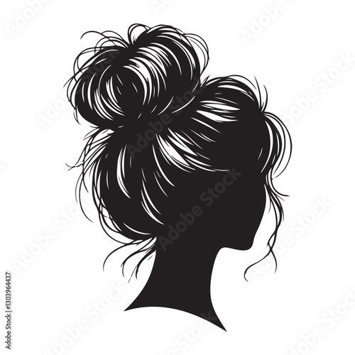 Silhouette Messy Bun Hairstyle Portrait Elegance and Casual Style Icon