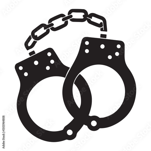 Detailed Black Handcuffs Vector Illustration Law Enforcement Equipment Design