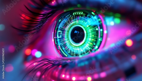 Cybernetic Eye: A Glowing Digital Iris