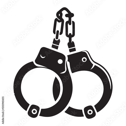 Handcuffs Chain Crime Arrest Law Enforcement Black Vector Illustration