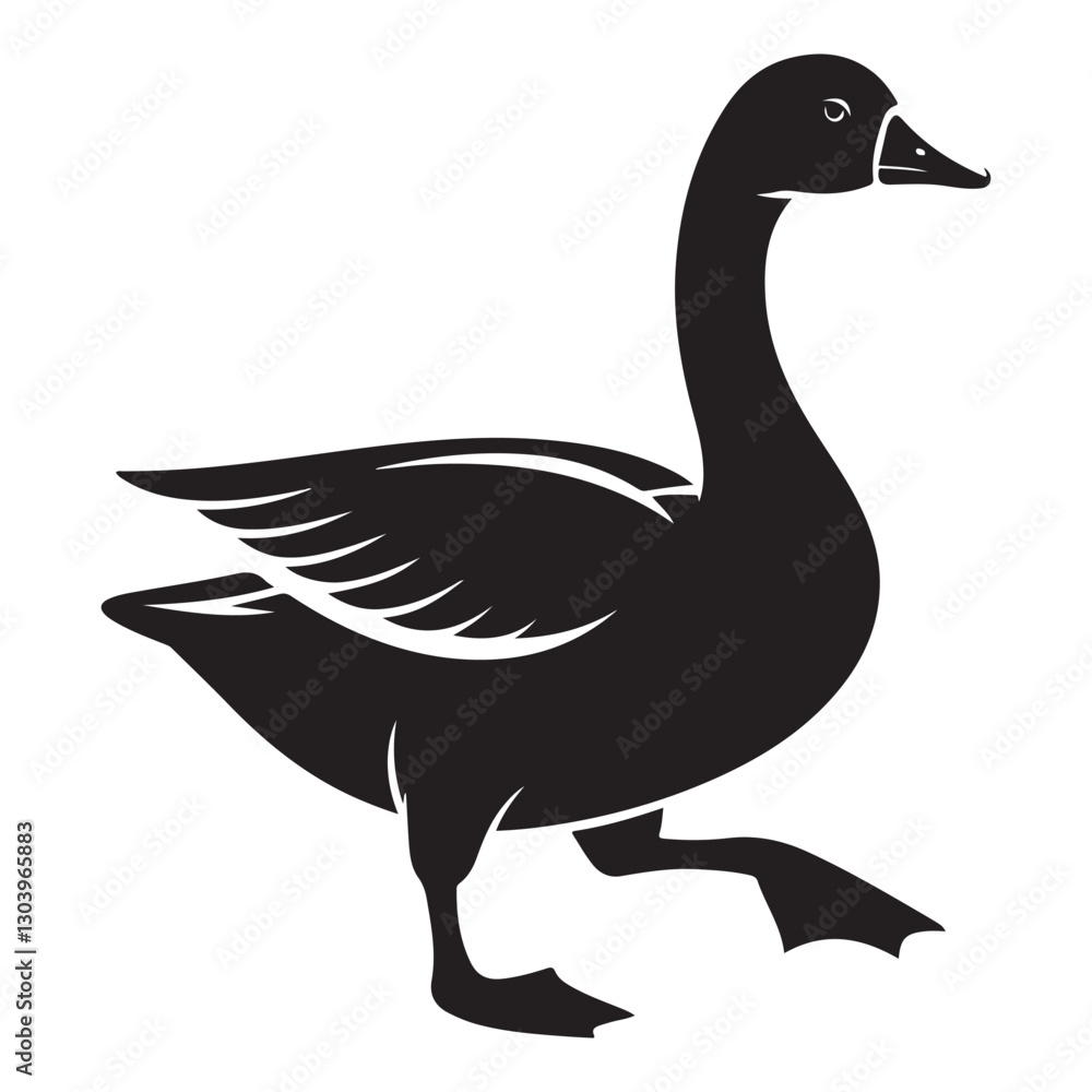 Walking Goose Vector Image Detailed Bird Illustration Silhouette Graphic Walking Goose Vector Image Detailed Bird Illustration Silhouette Graphic