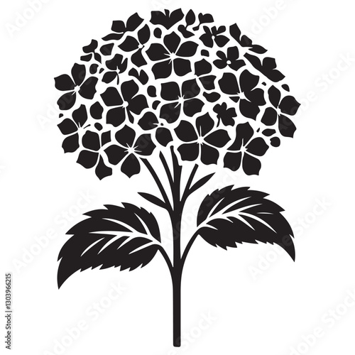 Hydrangea Flower Vector Silhouette Simple Elegant Botanical Illustration