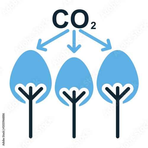 CO2 absorption icon vector showing carbon capture, environmental protection, and air purification. Ideal for eco projects, sustainability concepts, and climate change awareness.