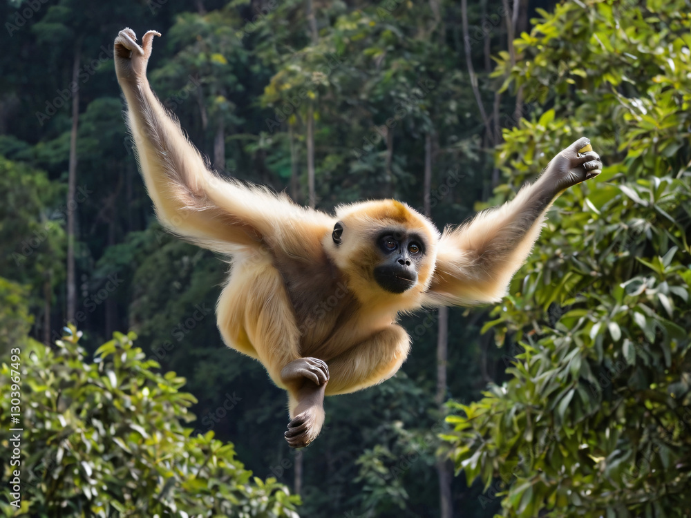 Naklejka premium flying gibbon