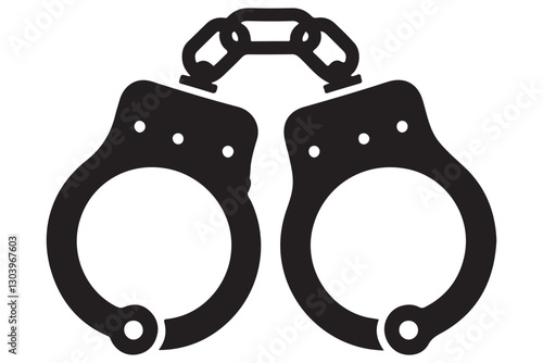 Illustration of Handcuffs Symbolizing Arrest and Law Enforcement Vector Graphic