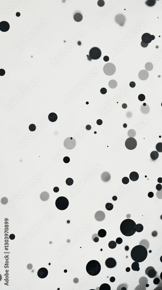 Abstract art featuring varied sizes of black and gray circles. Abstract art featuring varied sizes of black and gray circles.
