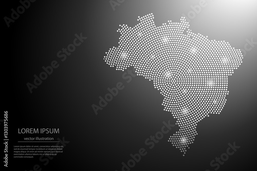 Abstract image Brazil map from point Gray and glowing stars on a dark background. Vector illustration eps 10.