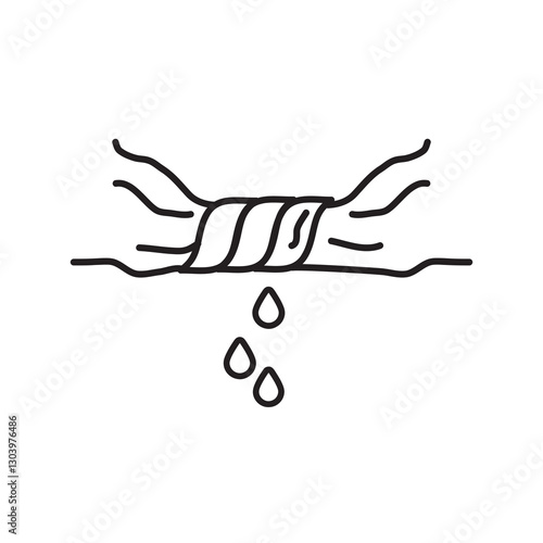 squeeze wet laundry icon, vector simple flat black linear illustration for web and app..eps