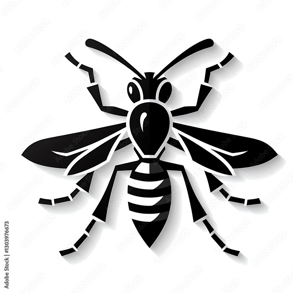 flat and minimalist Paper wasp insects icon of silhouette isolated on white background 12590 flat and minimalist Paper wasp insects icon of silhouette isolated on white background 12590