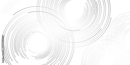 grey minimal circular abstract dynamic lines isolated on white background. Future technology banner concept. vector illustration. Abstract Computer technology background. network visual connection.