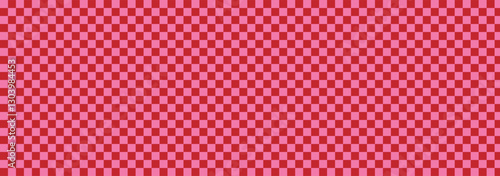 Red checkered background. Grid geometric rectangle shape. Background chess table and backdrop. Abstract illustration of with black and red square cells.  Vector illustrator