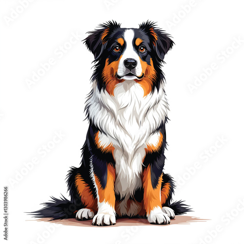 Cute Australian Shepherd Dog Vector Cartoon illustration