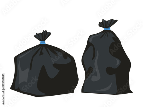 Big black plastic bags with wastes, plastic garbage bag