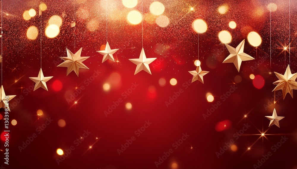 elegant red festive background with golden glitter and stars elegant red festive background with golden glitter and stars