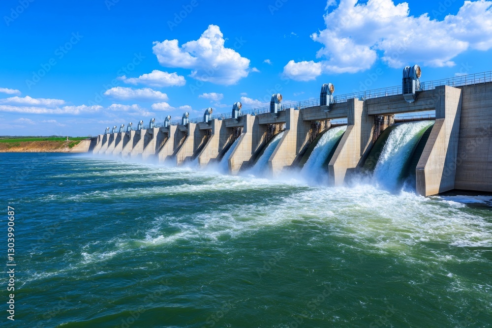 A hydroelectric dam with smart AI-controlled turbines maximizing energy efficiency A hydroelectric dam with smart AI-controlled turbines maximizing energy efficiency