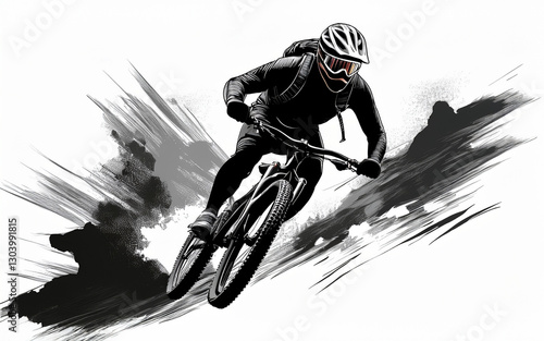 Mountain biker silhouette vector, part 2