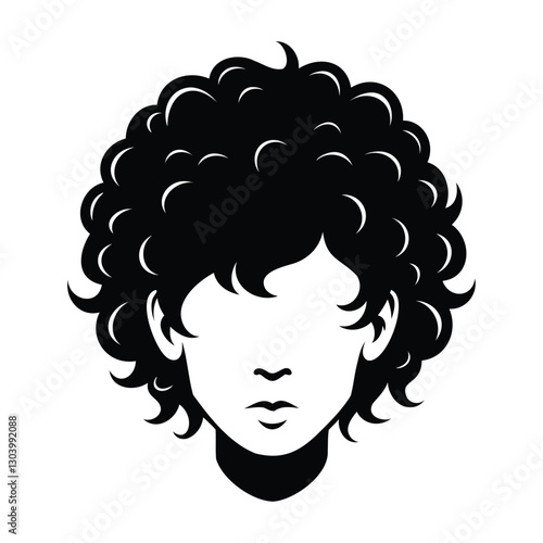 curly hair style people head icon silhouette vector 20135460