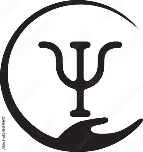Uppercase Psi greed letter isolated on white background. hand and psychology symbols health care and therapy logo designs