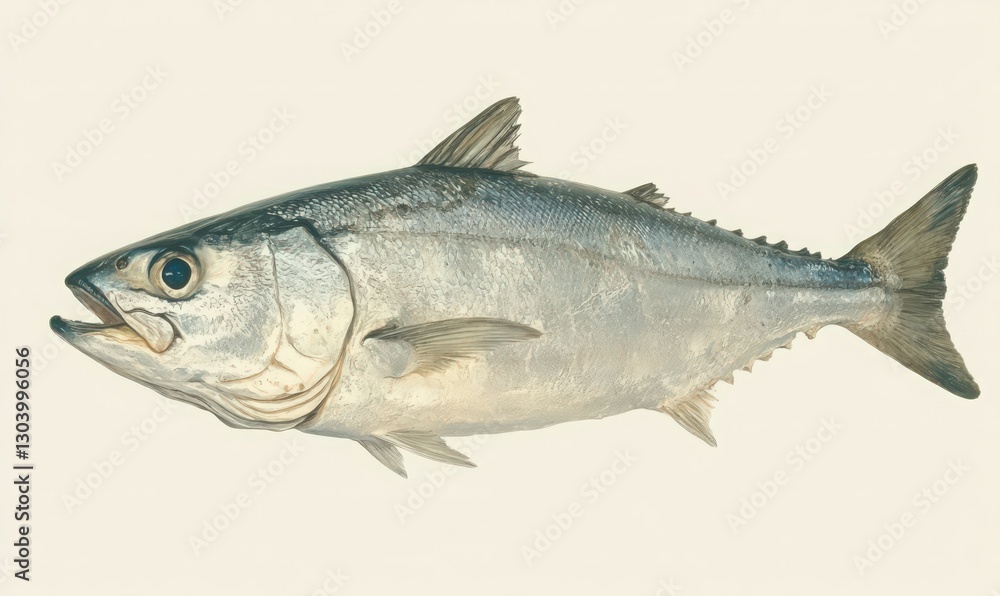 Detailed Illustration of a Gray Fish with Dark Spots Detailed Illustration of a Gray Fish with Dark Spots