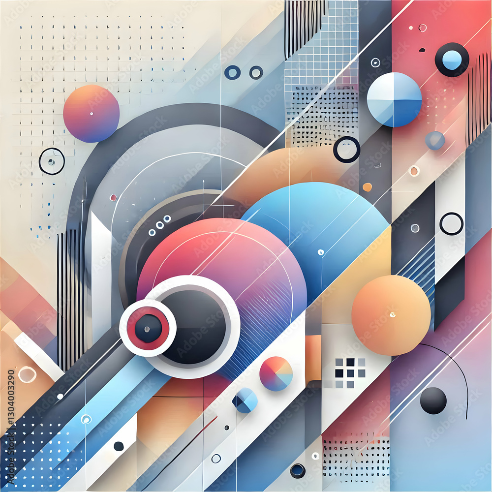 Obraz premium A modern abstract design with colorful geometric patterns and smooth textures, ideal for use in digital design or as a trendy wallpaper backdrop.