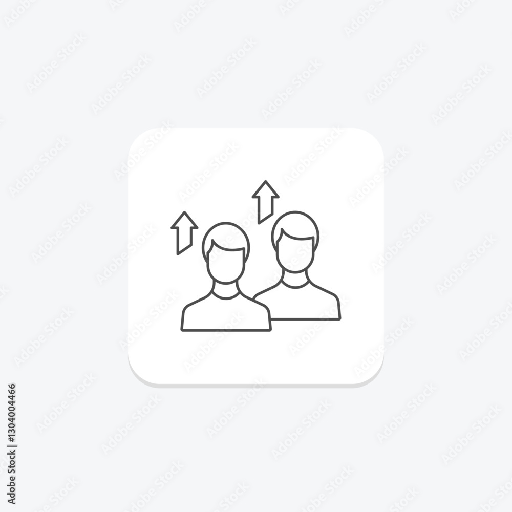 Team Growth thinline icon, vector, pixel perfect, illustrator file Team Growth thinline icon, vector, pixel perfect, illustrator file