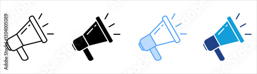 Bullhorn Icon Set Multiple Style Collection