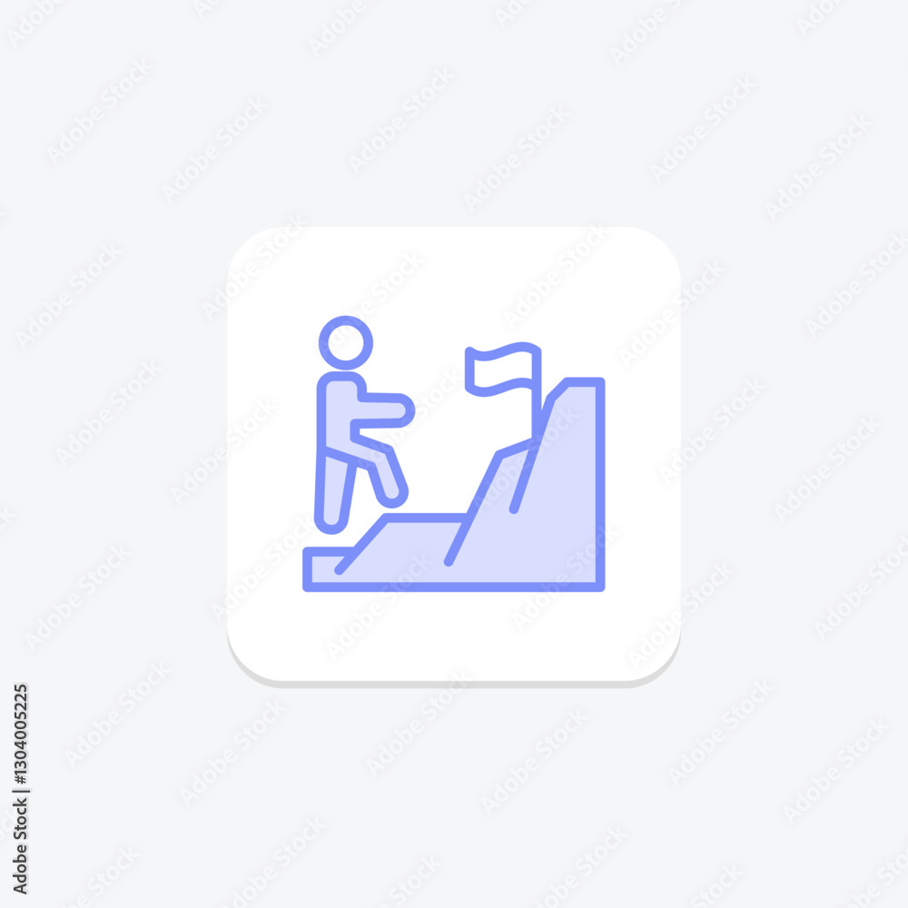Climb Mountain duotone line icon, vector, pixel perfect, illustrator file Climb Mountain duotone line icon, vector, pixel perfect, illustrator file