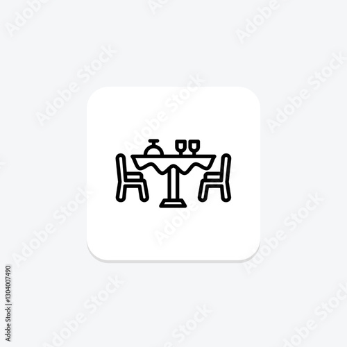 Dining Table line icon, vector, pixel perfect, illustrator file