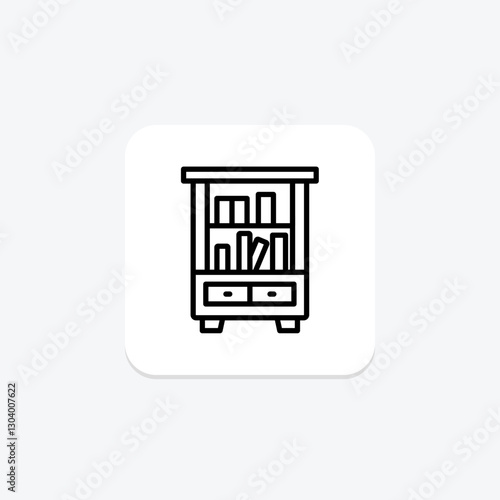Bookcase line icon, vector, pixel perfect, illustrator file