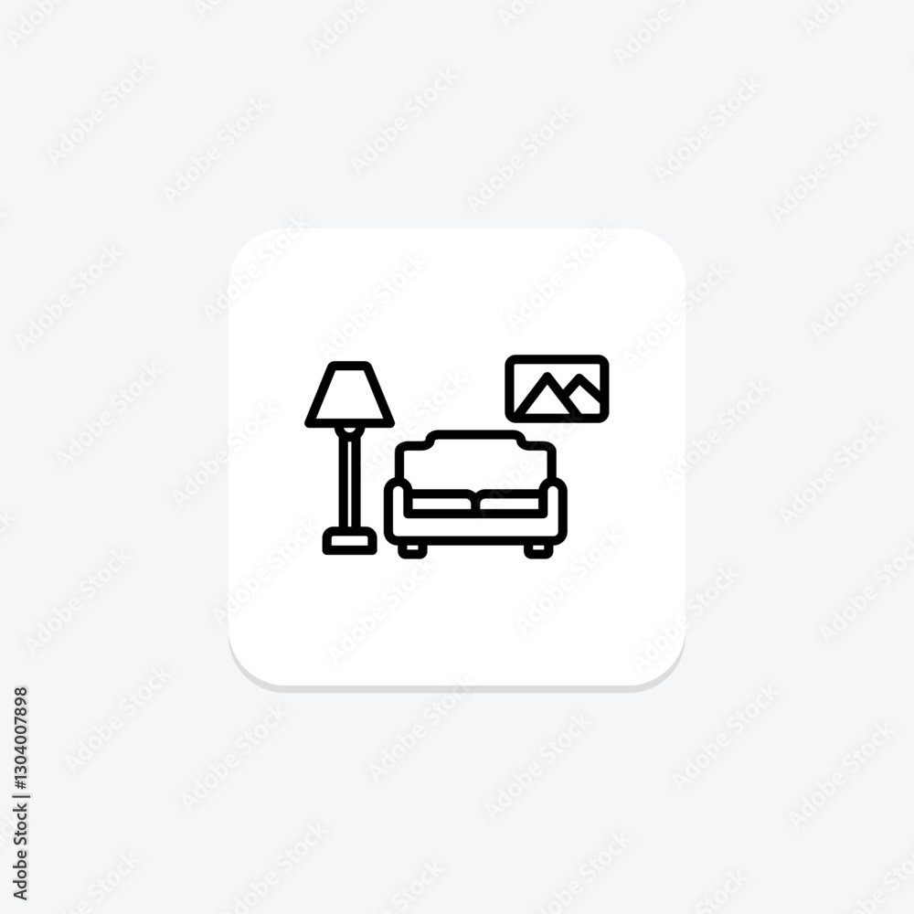 Home Decor line icon, vector, pixel perfect, illustrator file Home Decor line icon, vector, pixel perfect, illustrator file
