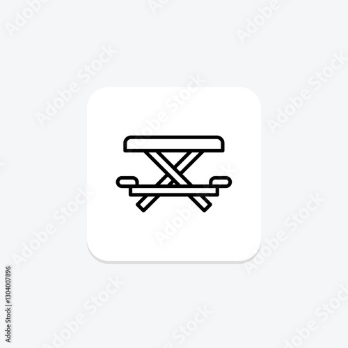 Picnic Table line icon, vector, pixel perfect, illustrator file