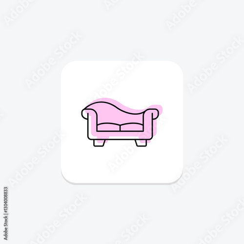 Daybed color shadow thinline icon, vector, pixel perfect, illustrator file