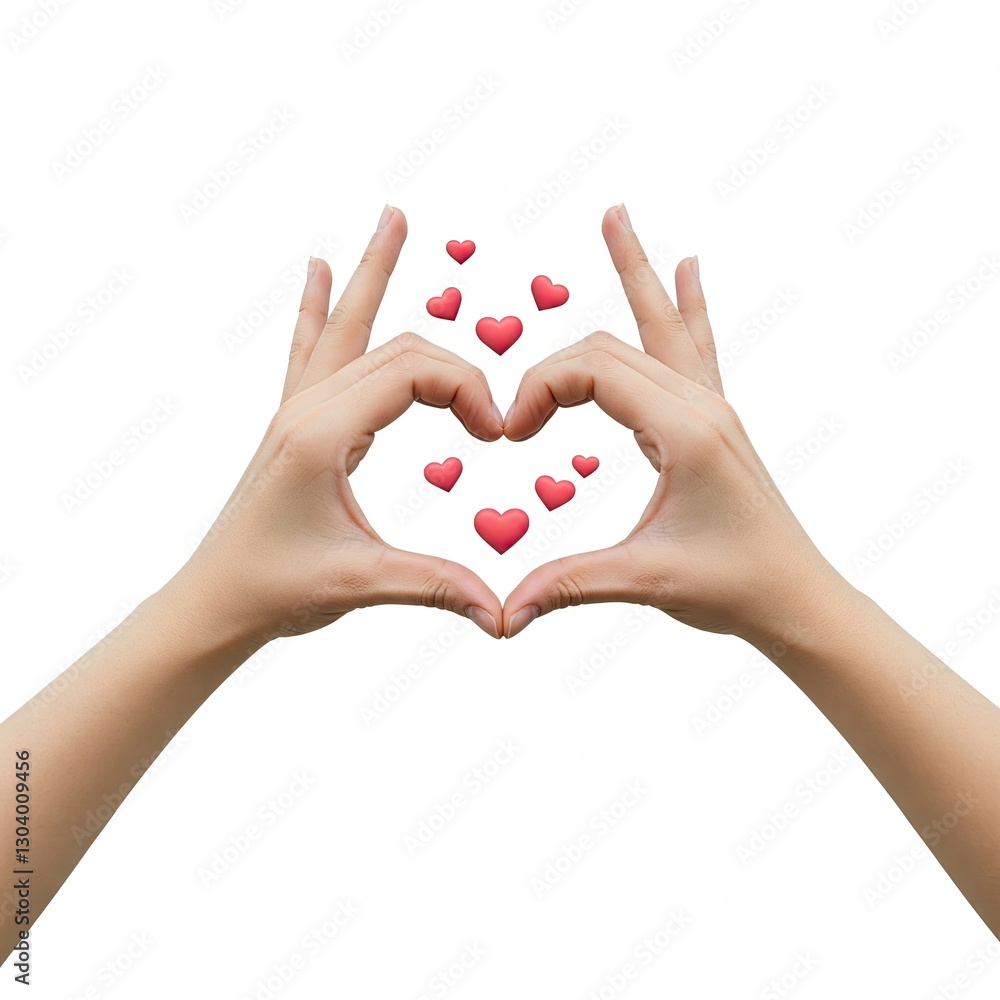 Obraz premium Emoji Heart Hands, hands, heart, love, symbol, gesture, finger, hand heart, red hearts, emoji hearts