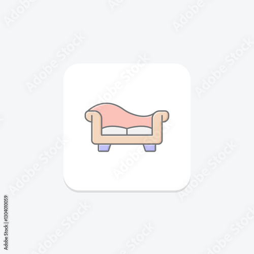 Daybed lineal color icon, vector, pixel perfect, illustrator file
