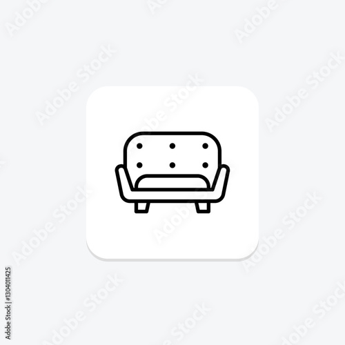 Sofa line icon, vector, pixel perfect, illustrator file