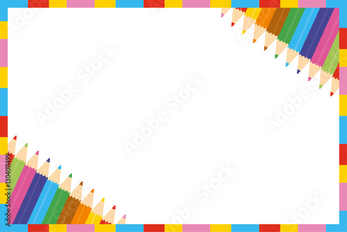 色えんぴつのカラフルでかわいいフレーム