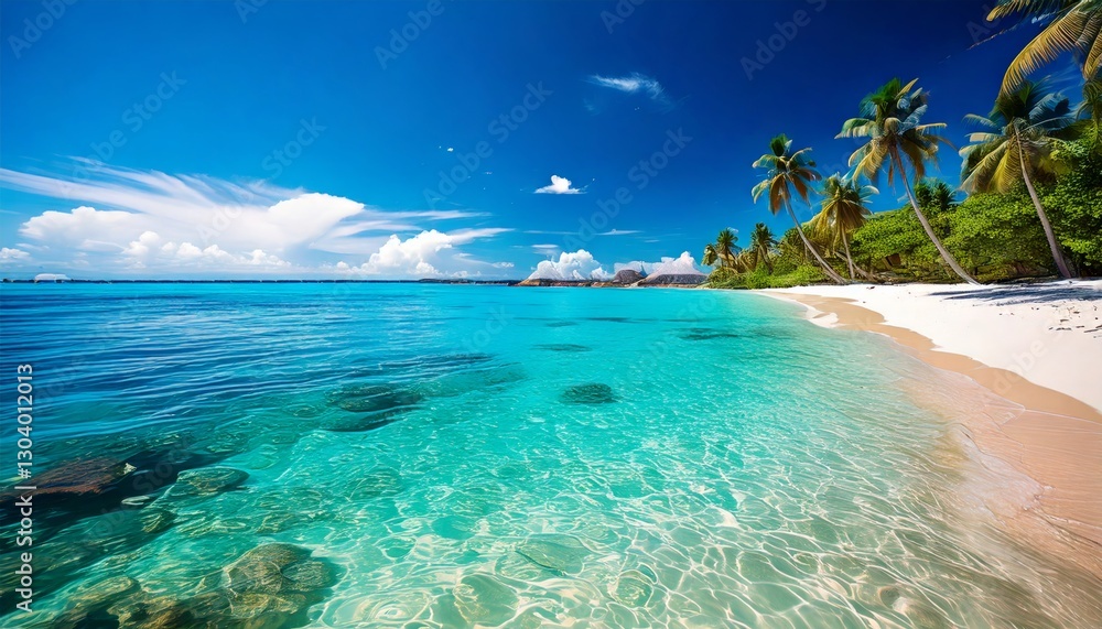 Fototapeta premium Tropical beach background with clear blue water