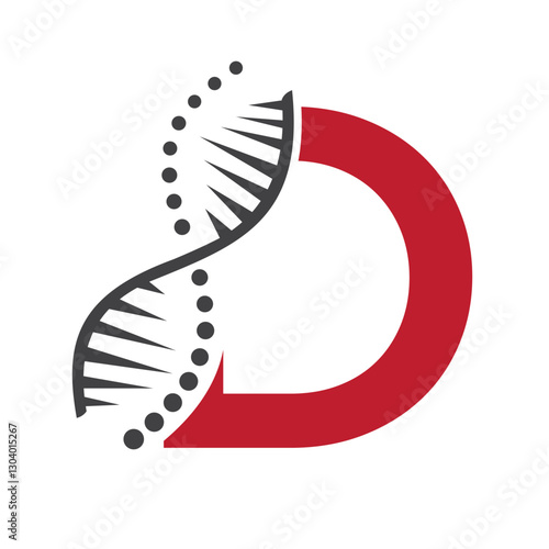 Initial DNA Logo On Letter D Vector Template For Healthcare Sign
