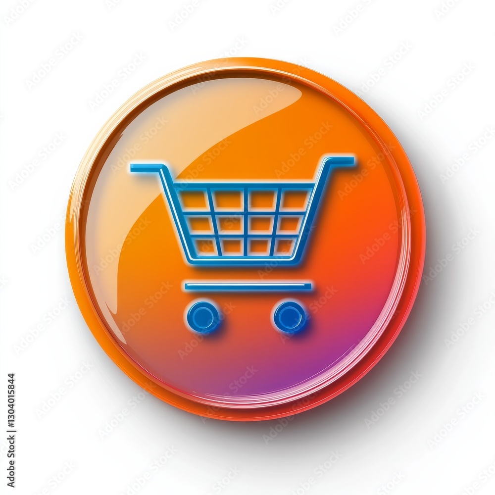 Shiny Orange Shopping Cart Icon for E-commerce Platforms and Online Retail Stores Promotion Shiny Orange Shopping Cart Icon for E-commerce Platforms and Online Retail Stores Promotion