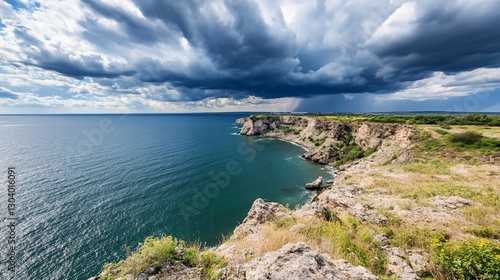 Dramatic coastal storm cloudscape