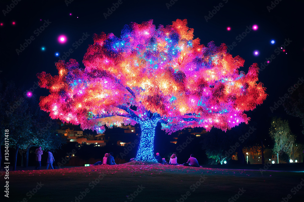 Magical Tree with Glowing Leaves