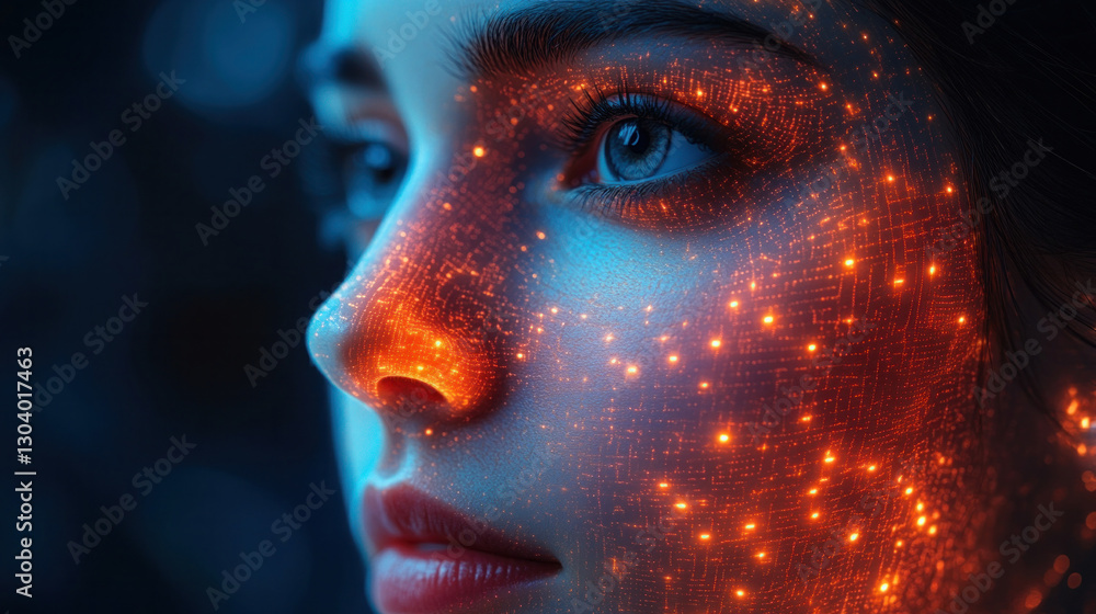 Naklejka premium Deepfake detection researchers optimizing AI-driven deep learning models, refining real-time neural network-based image verification, ensuring cybersecurity compliance