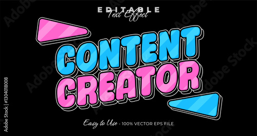 content creator editable text effect, retro text style