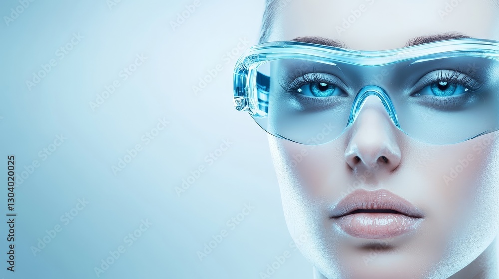 Woman embracing the future, exploring futuristic eyewear and immersive technology in style Woman embracing the future, exploring futuristic eyewear and immersive technology in style