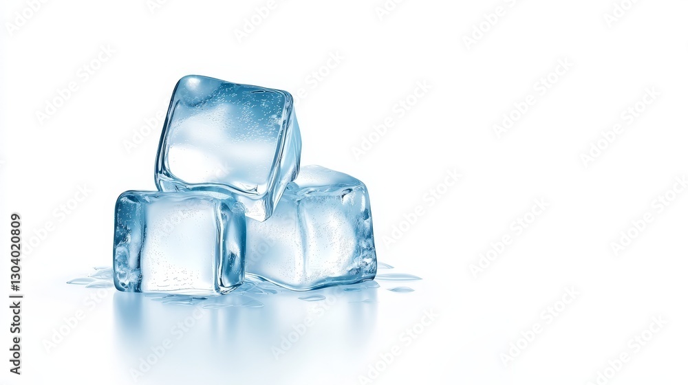 Refreshing ice cubes on clean white background, a cool and simple image for various purposes