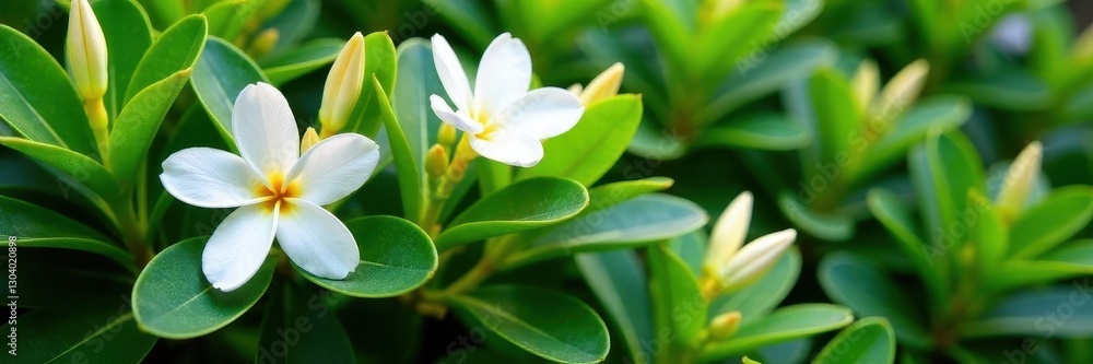 Oleander bush with lush green leaves and white flowers, foliage, detail Oleander bush with lush green leaves and white flowers, foliage, detail