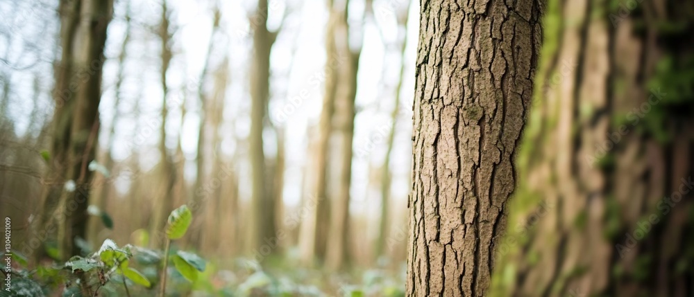 Fototapeta premium Forest tree bark detail, sunlight, nature