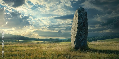 Fototapeta Naklejka Na Ścianę i Meble -  A mysterious, standing stone resembling an ancient totem