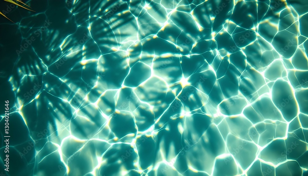 Palm leaves cast shadows on a pool, embodying the essence of a summer vacation at the beach Palm leaves cast shadows on a pool, embodying the essence of a summer vacation at the beach